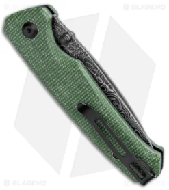CIVIVI Altus Button Lock Knife Green Micarta (3" Dark Damascus) C20076-DS1 -Civivi Knives Store CIVIVI Altus Button Lock Gree Micarta Dark Damascus C20076 DS1 BHQ 139459 jr side