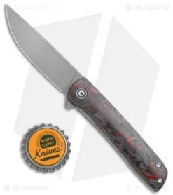CIVIVI Brad Zinker Bo Liner Lock Knife Red Carbon Fiber (2.9" Stonewash) -Civivi Knives Store CIVIVI Brad Zinker Bo LL Shred CF Red BHQ 120915 jr bottlecap