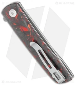 CIVIVI Brad Zinker Bo Liner Lock Knife Red Carbon Fiber (2.9" Stonewash) -Civivi Knives Store CIVIVI Brad Zinker Bo LL Shred CF Red BHQ 120915 jr side