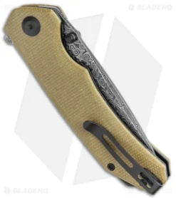 CIVIVI Brazen Drop Point Liner Lock Knife Olive Micarta (3.5" Damascus) -Civivi Knives Store CIVIVI Brazen DP LL Olive Micarta Damascus BHQ 120933 jr side