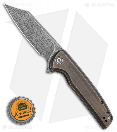 CIVIVI Brigand Liner Lock Knife Dark Brass (3.5" Dark Damascus) C909DS-2 4 CIVIVI Brigand Liner Lock Knife Dark Brass (3.5" Dark Damascus) C909DS-2 - Image 4