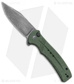 CIVIVI Cogent Button Lock Knife Green Micarta (3.5" Damascus) C20038D-DS1