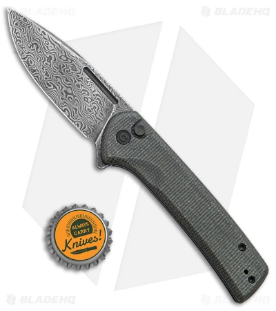 CIVIVI Conspirator Button Lock Knife Dark Green Micarta (3.5" Damascus) 4 CIVIVI Conspirator Button Lock Knife Dark Green Micarta (3.5" Damascus) - Image 4