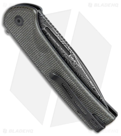 CIVIVI Conspirator Button Lock Knife Dark Green Micarta (3.5" Damascus) 3 CIVIVI Conspirator Button Lock Knife Dark Green Micarta (3.5" Damascus) - Image 3