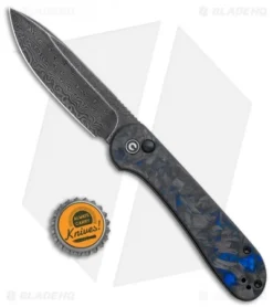 CIVIVI Elementum Button Lock Knife Blue/Black Shred CF (3.5" Damascus) -Civivi Knives Store CIVIVI Elementum Push Button Lock Shred CF with Blue Damascus BHQ 120931 jr bottlecap