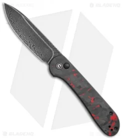 CIVIVI Elementum Button Lock Knife Red/Black Shred CF (3.5" Dam.)C2103DS-2