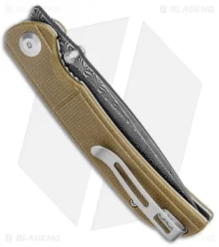 CIVIVI Imperium Liner Lock Knife Olive Micarta (3.5" Damascus) C2107DS-2 -Civivi Knives Store CIVIVI Imperium LL Olive Micarta Damascus C2107DS 2 BHQ 123533 jr side