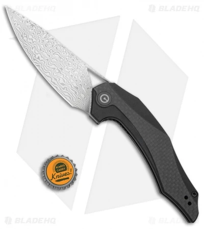 CIVIVI Isham Plethiros Flipper Knife Black/Carbon Fiber (3.45" Damascus) C904DS 4 CIVIVI Isham Plethiros Flipper Knife Black/Carbon Fiber (3.45" Damascus) C904DS - Image 4