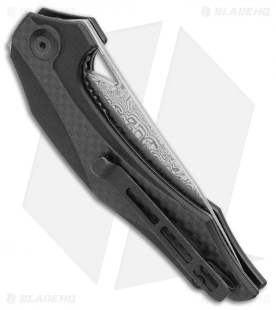 CIVIVI Isham Plethiros Flipper Knife Black/Carbon Fiber (3.45" Damascus) C904DS 3 CIVIVI Isham Plethiros Flipper Knife Black/Carbon Fiber (3.45" Damascus) C904DS - Image 3