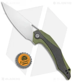 CIVIVI Isham Plethiros Flipper Knife Green/Carbon Fiber (3.45" Satin) C904B -Civivi Knives Store CIVIVI Isham Plethiros Green CF Satin C904B BHQ 96905 jr bottlecap