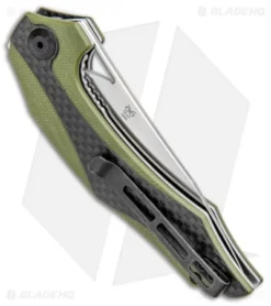 CIVIVI Isham Plethiros Flipper Knife Green/Carbon Fiber (3.45" Satin) C904B -Civivi Knives Store CIVIVI Isham Plethiros Green CF Satin C904B BHQ 96905 jr side
