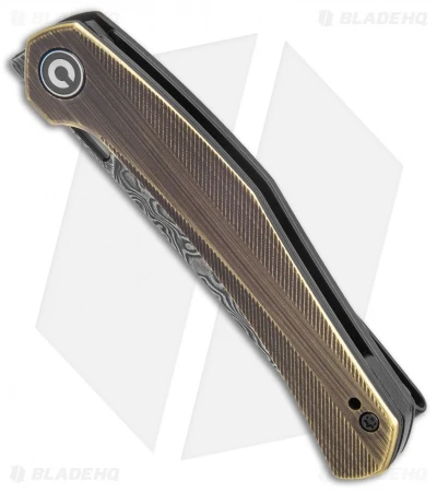 CIVIVI Lazar Liner Lock Knife Black Hand Rubbed Brass (3.1" Damascus) 2 CIVIVI Lazar Liner Lock Knife Black Hand Rubbed Brass (3.1" Damascus) - Image 2