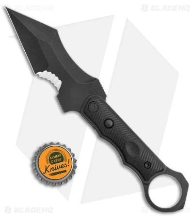 CIVIVI Orthrus Tactical Button Fixed Blade Knife Black G-10 (3.8" Black Serr) 5 CIVIVI Orthrus Tactical Button Fixed Blade Knife Black G-10 (3.8" Black Serr) - Image 5