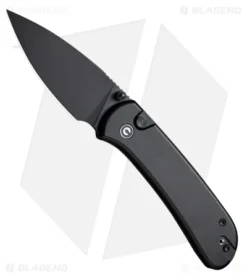 CIVIVI Qubit Button Lock Knife Black Aluminum (3.4" Black Stonewash)