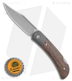 CIVIVI Rustic Gent Lock Back Dark Brown Matrix Micarta/CF (3" Gray Stonewash D2) -Civivi Knives Store CIVIVI Rustic Gent Lock Back Dark Brown Matrix Micarta CF 2.97in Satin D2 C914E BHQ 114186 LS Bottlecap