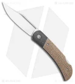 CIVIVI Rustic Gent Lock Back Knife Tan Micarta/CF (3" Satin D2) C914C