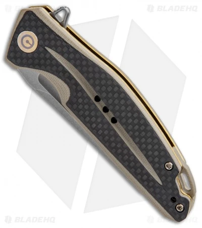 CIVIVI Statera Flipper Liner Lock Knife Tan Carbon Fiber (3.5" SW) C901A 2 CIVIVI Statera Flipper Liner Lock Knife Tan Carbon Fiber (3.5" SW) C901A - Image 2