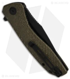 CIVIVI Baklash Flipper Liner Lock Knife Green Coarse Micarta (3.5" Black SW) -Civivi Knives Store Civivi Baklash Flipper LLK Green Coarse Micarta 3in Black SW BHQ 151784 td side