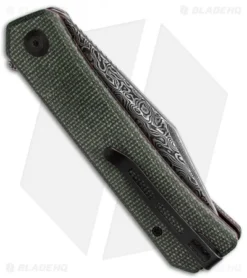 CIVIVI Relic Liner Lock Knife W/Tweezers Green Micarta (3.5" Damascus) -Civivi Knives Store Civivi Relic Liner Lock Knife With Tweezers Green Micarta Damascus G 10 BHQ 136913 td side