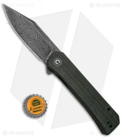 CIVIVI Relic Liner Lock Knife W/Tweezers Green Micarta (3.5" Damascus) -Civivi Knives Store Civivi Relic Liner Lock Knife With Tweezers Green Micarta Damascus G 10 BHQ 136913 td size