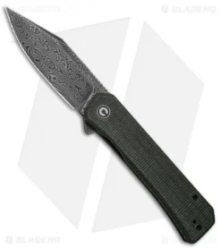 CIVIVI Relic Liner Lock Knife W/Tweezers Green Micarta (3.5" Damascus)